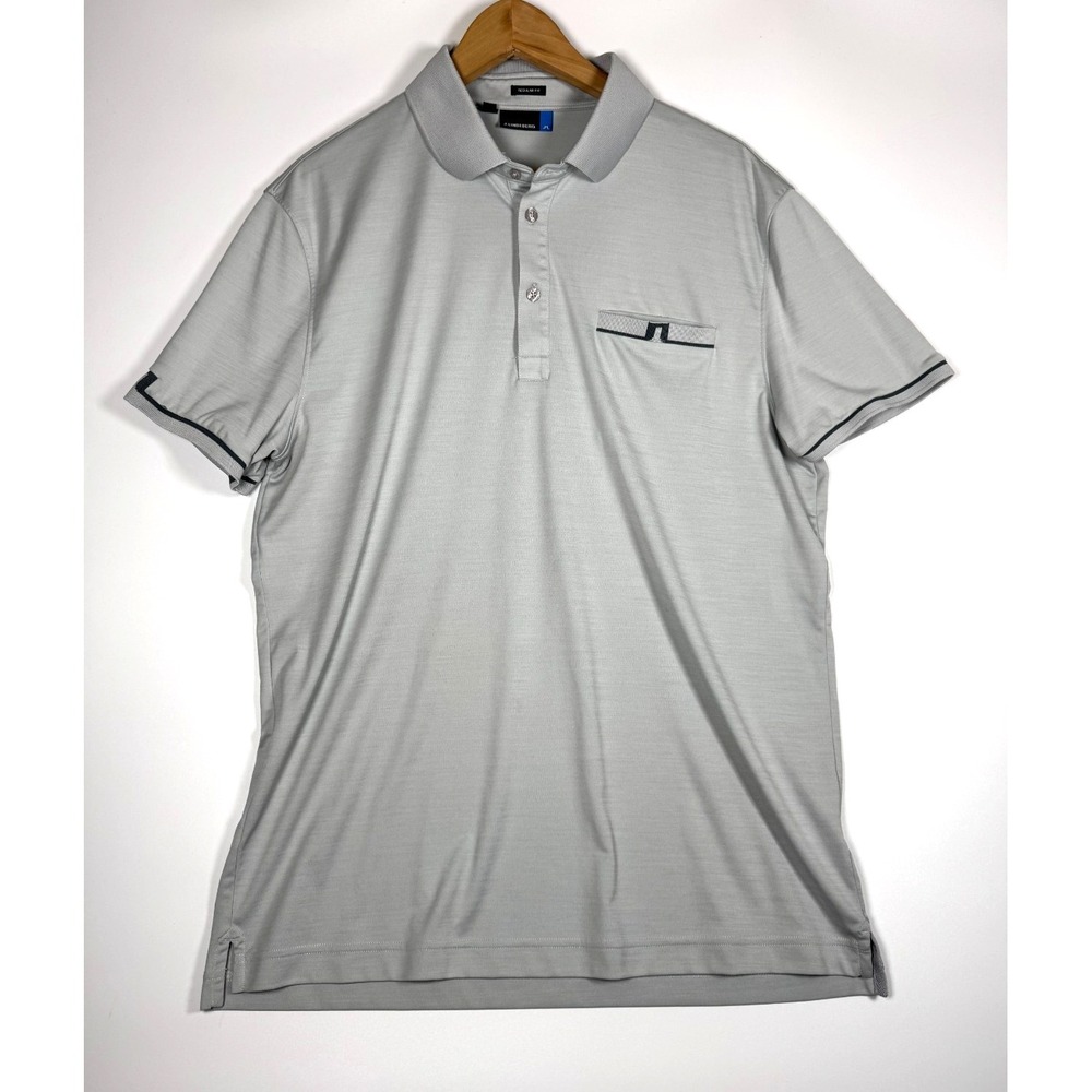 J Lindeberg Polo Shirt Mens XL Gray Performance Golf Regular Fit Jersey Athletic